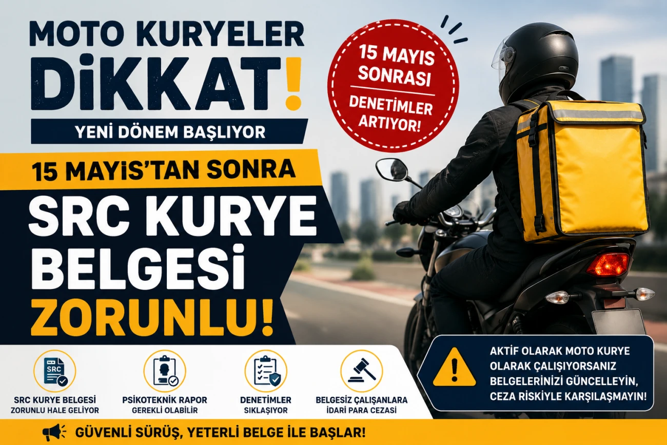 15 mayıs sonrası moto kuryelere SRC belgesi zorunlu mu?